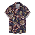 Men's slim fit mushroom print short sleeve summer beach shirt with realistic art design - S / Hand-painted Natural Mushroom (BDS270)