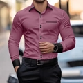 Detail eines rosa Hemdes mit schwarzem Kontrastkragen und geknöpften Ärmelbündchen - S / Lila
