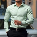 Men's slim fit light green long sleeve shirt with subtle diamond grid texture pattern - S / Diamond Grid Style / Light Green
