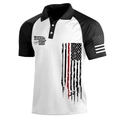 Close-up of the American theme prints and rifle flag graphics on men's polo shirt - S / Black White Patchwork Rifle Style (HJ-1225-J37)