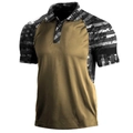 Men's tactical camouflage polo shirt featuring stars and stripes digital printing - 3XL / Tops / Khaki (HJ-1225-J4)