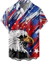Détail de l'imprimé aigle pêcheur 3D et drapeau américain sur une chemise à manches courtes - M / Style Pygargue à Tête Blanche Drapeau Américain (TTCS1034)