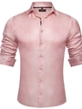 Men's slim fit long sleeve shirt in light pink with elegant jacquard diamond texture - S / Tops / Pink (ACS244)
