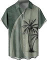 Detail of the tropical palm tree and coconut leaf print on the short sleeve shirt - M / Coconut Tree Vintage Casual Style (TTCS1007)