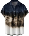 Detail of artistic misty forest digital print on a men's Cuban collar short sleeve shirt - M / Misty Forest Landscape Style (TTCS1013)