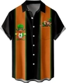 Detailed view of the St. Patrick's Day themed striped shirt with Leprechaun print and pocket - M / Irish Leprechaun Festival Style (TTCS1015)