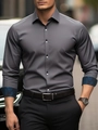 Herrenhemd in Dunkelgrau, Slim Fit, mit Paisley-Muster an den Manschetten und langen Ärmeln - S / Dunkelgrau