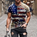 Men's vintage American flag 3D print t-shirt in street style with a distressed pattern - 6XL / Style 0928
