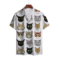 Short sleeve button shirt in white featuring multiple cat portrait prints and names - 4XL / Named Cat Full Print White (DZ-10)