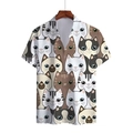 Men's short sleeve shirt with cute cartoon cat 3D digital print and button down style - 4XL / Cute Cat Head Full Print (DZ-11)