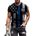 Men's street fashion 3D US flag T-shirt with Thin Blue Line and shield logo - 6XL / Style 0931