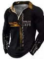 Détail de l'imprimé croix texturée bois et texte religieux sur polo noir pour homme - S / Hauts / Slogan Biblique Croix Noire (PLLC-77)
