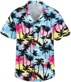 Detail van Hawaïaans shirt met levendige tropische print en een borstzakje voor - M / Tropische Kokosnoot Bos Stijl (TTCS1072)