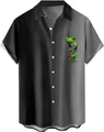 Detail of a 3D red-eyed tree frog print on a black and gray split short sleeve shirt - M / Black Grey Tree Frog Style (TTCS1082)