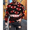Men's street punk long sleeve T-shirt with 3D digital eye and mouth graphic prints - S / Tops / Punk Eyeball Big Mouth Style