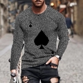 Men's loose long sleeve t-shirt with spade graphic and all-over white text print - S / Tops / Ace of Spades All-over Print Style