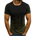 Men's crew neck T-shirt with black and olive green gradient and abstract splash print - 6XL / Army Green