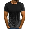 Men's 3D print short sleeve t-shirt with black ink splash design on grey gradient background - 6XL / Gray