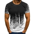 Men's casual slim fit T-shirt with modern black and white artistic paint drip 3D print - 6XL / White