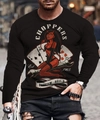 Men's black long sleeve T-shirt with vintage American chopper graphic print - 6XL / Tops / Black Biker Female Devil Print (CT-75)