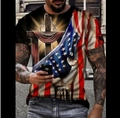 Men's T-shirt with religious cross and American flag 3D digital print design - 6XL / Style 0933