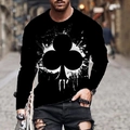 Men's loose black long sleeve T-shirt with artistic white plum blossom ink splash design - 6XL / Tops / Black Art Ink Splatter Clubs (CT-71)