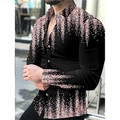 Men's Casual Long Sleeve Button Down Shirt 3D Pixel Print Fashion Turn Down Collar Top - HJ20