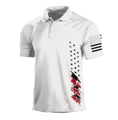 White short sleeve polo shirt featuring stars and red black tactical stripe print - 3XL / Tops / White (HJ-1225-J23)