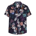 Men's casual short sleeve shirt featuring blue tropical floral 3D digital print - 3XL / Tops / c8