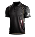 Men's black 1776 patriotic 3D camo polo shirt with American flag on sleeve - 3XL / Tops / Black (HJ-1225-J27)