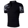 Schmal geschnittenes schwarzes Herren-Poloshirt mit abstraktem 3D-Baumdruck und Motiven - S / Schwarz