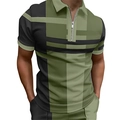 Herren Polo-Trainingsanzug in Olivgrün und Schwarz mit geometrischem Patchwork-Design - S / Armeegrün