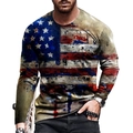 Men's long sleeve T-shirt featuring artistic distressed American flag digital print - S / Tops / XZ-1688-5089