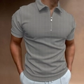 Grijs poloshirt voor heren met korte mouwen, ritssluiting en verticale geribbelde textuur - S / Grijs