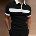 Polo homme noir à manches courtes avec bande blanche sur la poitrine et col zippé - S / Noir