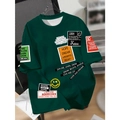 T-shirt vert foncé avec motifs patchwork urbains colorés et slogans inspirants - 6XL / Patchwork Vert Foncé Slogan(3DL-222)