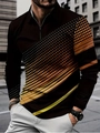 Polo homme à manches longues coupe ajustée avec points dégradés orange et zip - S / Hauts / Pois Dégradé Noir Orange Jaune (PLLC-82)