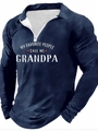 Polo homme bleu marine à manches longues avec imprimé Grandpa et col zippé contrasté - S / Haut (CXLLPS210) / Bleu Marine