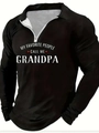 Polo homme noir à manches longues avec slogan Grandpa et col à fermeture éclair - S / Haut (CXLLPS210) / Noir