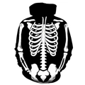 Sweat à capuche Halloween unisexe avec imprimé squelette 3D noir et blanc et cordons blancs - M / Style Squelette Noir(BGL-WY-487-1)
