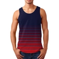 Detailed view of men's athletic tank top featuring navy blue and red striped design - 3XL / Tops / Blue Red Horizontal Stripes (HD-BX-156-10)