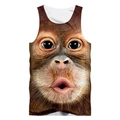 Detail view of 3D digital orangutan print on breathable mesh sleeveless shirt for men - 6XL / Orangutan Pattern (BX06936)