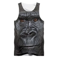 Close-up of highly detailed 3D gorilla face print on mesh fabric sleeveless tank top - 6XL / Gorilla Pattern (BX03428)