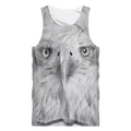 Detail of white men's tank top showing the eagle head graphic and mesh fabric texture - 6XL / White Eagle Pattern (BX03441)
