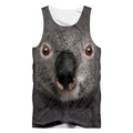 Detail of breathable mesh tank top featuring a realistic 3D koala digital print - 6XL / Gray Koala Pattern (BX03811)