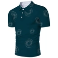 Détail du polo homme bleu sarcelle avec imprimé galaxie et col boutonné classique - 4XL / Motif de Galaxie Spirale Sarcelle (ZZPL-02)