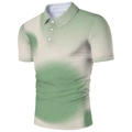 Polo pour hommes avec imprimé numérique 3D vert et crème et patte à trois boutons - 4XL / Motif Pulvérisation Vert Blanc (ZZPL-01)