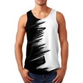 Men's 3D print sleeveless tank top with black splash art on white athletic vest - M / B/W Artistic Brush Stroke (156-17)