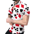 Camicia da uomo a maniche corte con motivi 3D di carte da poker rossi e neri - S / Stile Poker Rosso Nero Bianco (CSDX-01)