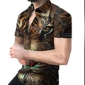 Men's short sleeve shirt featuring a bold 3D digital tiger face print and lapel collar - S / Tops / Realistic Tiger Head Style (CSDX-29)